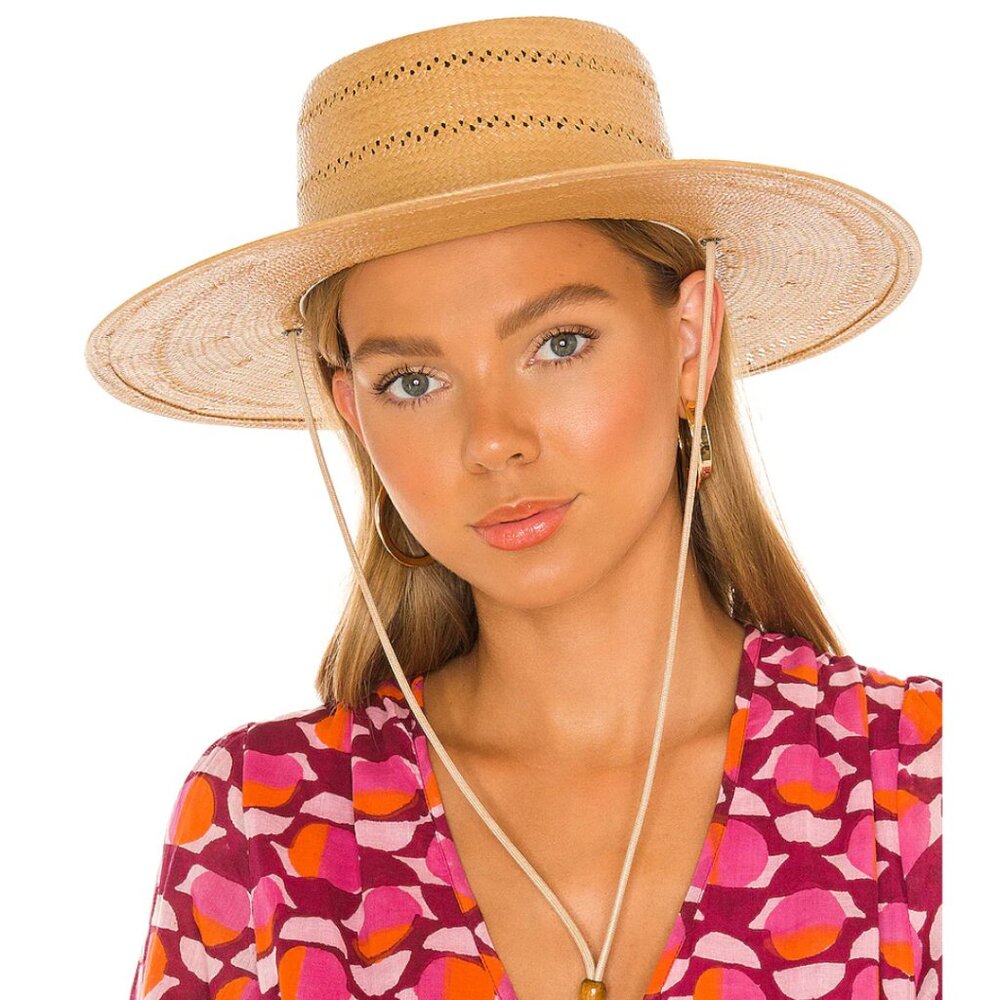 NWT Lack of Color The Jacinto Paper Straw Boater Hat Natural Tan Wide Brim